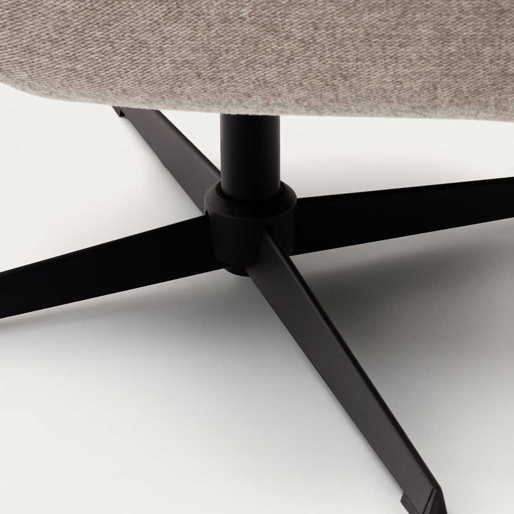 Loungesessel drehbar mit stabilem schwarzen Metall Sternfuß und schlankem Design – Marocana
