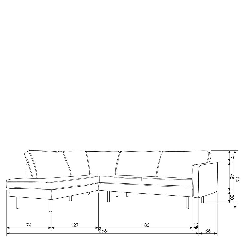 Retrosofa in L-Form in Kastanienbraun - Enzing