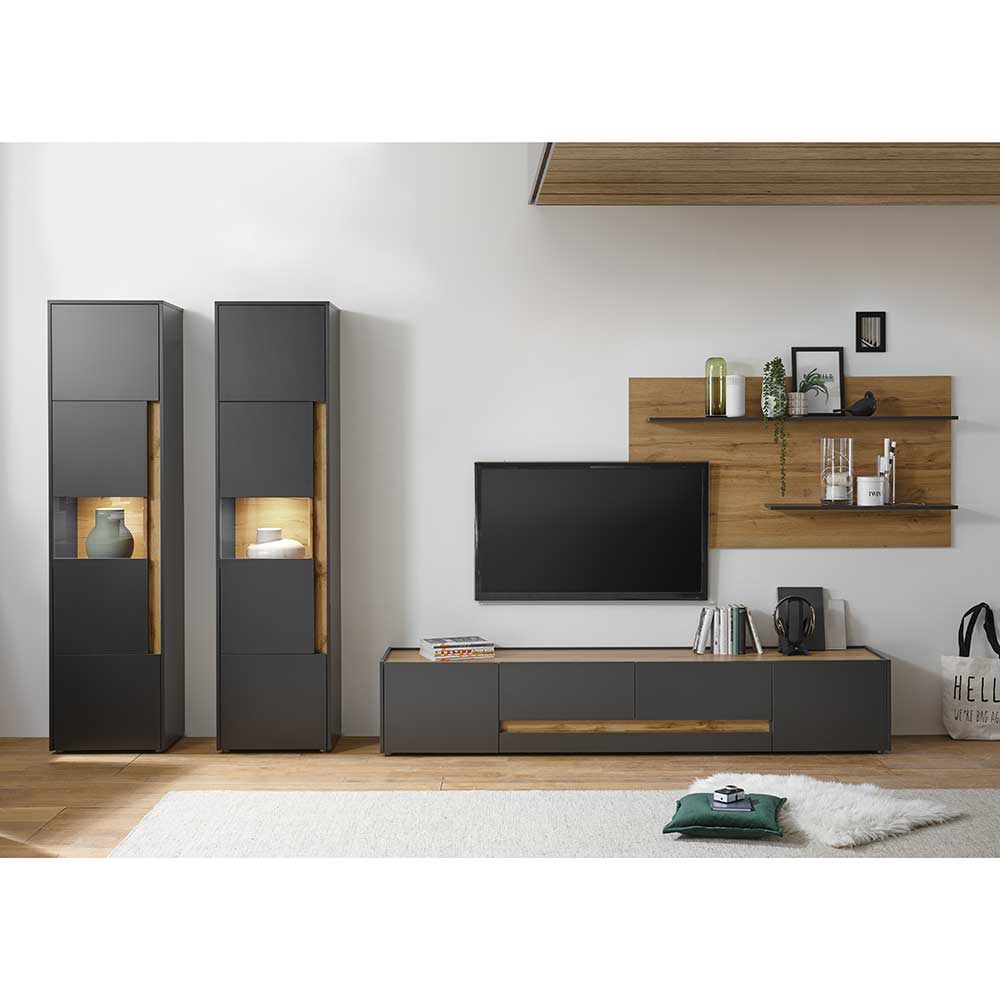 Preiswerte Anbauwand modern - Ahilav (vierteilig)