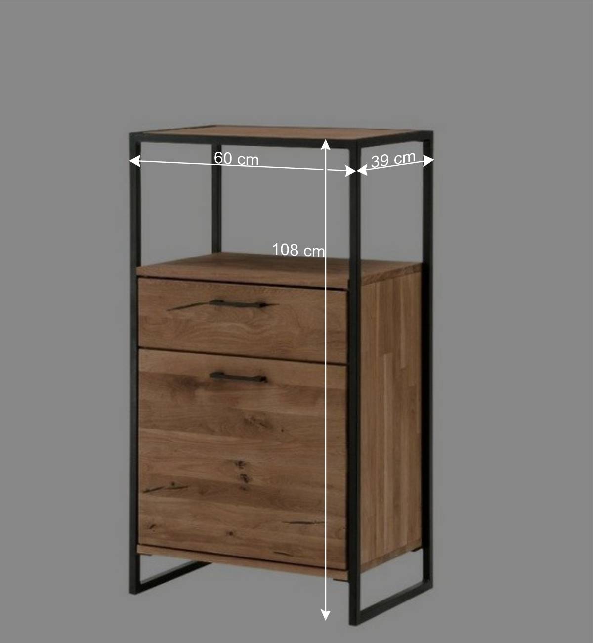 Industrial Highboard aus Wildeiche und Stahl - Ingbo