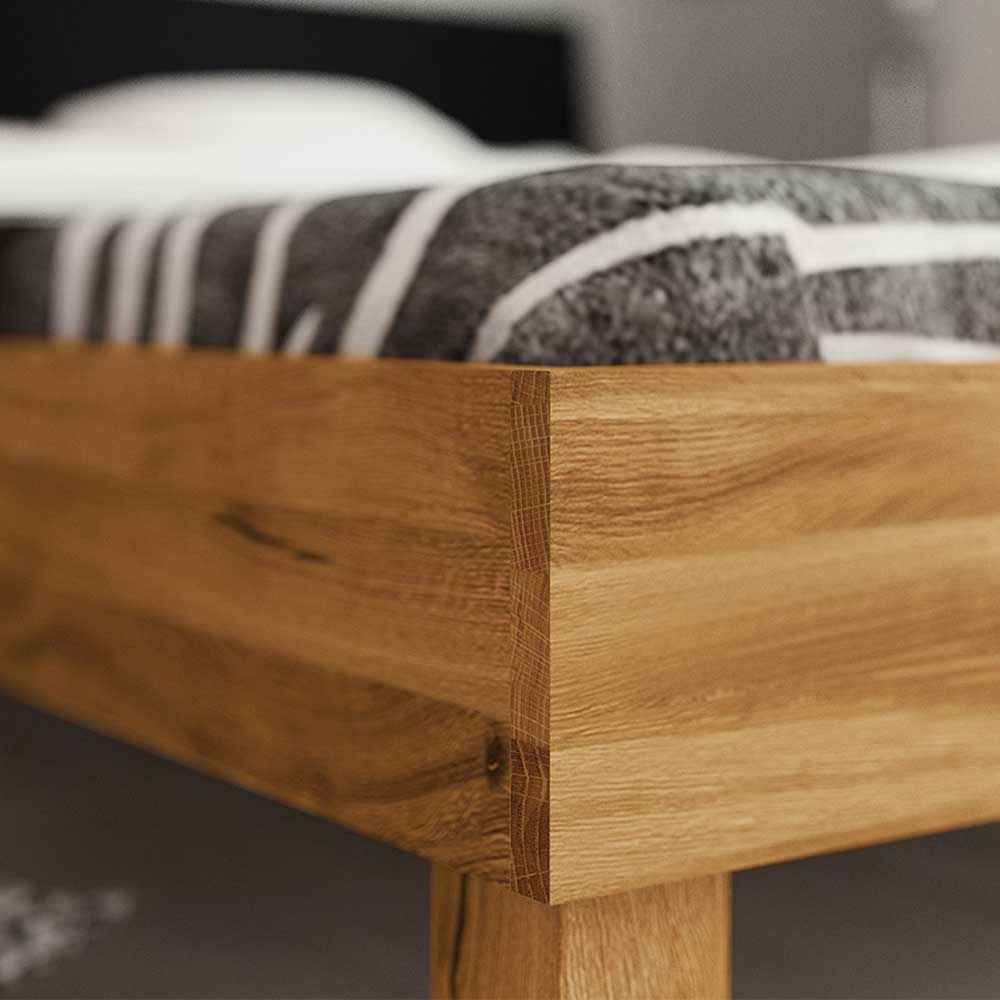 Design Wildeiche Bett & Nachttische - Olbysca (dreiteilig)