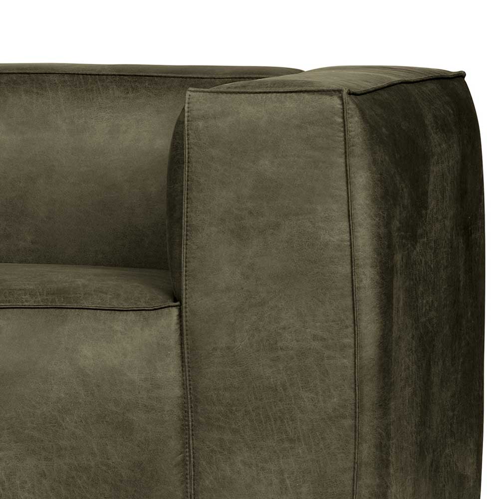 4 Sitzer Ledersofa in Oliv Grün - Josch
