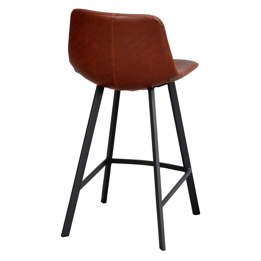 Braune Kunstleder Barstühle mit Metallgestell - Rogeria (2er Set)