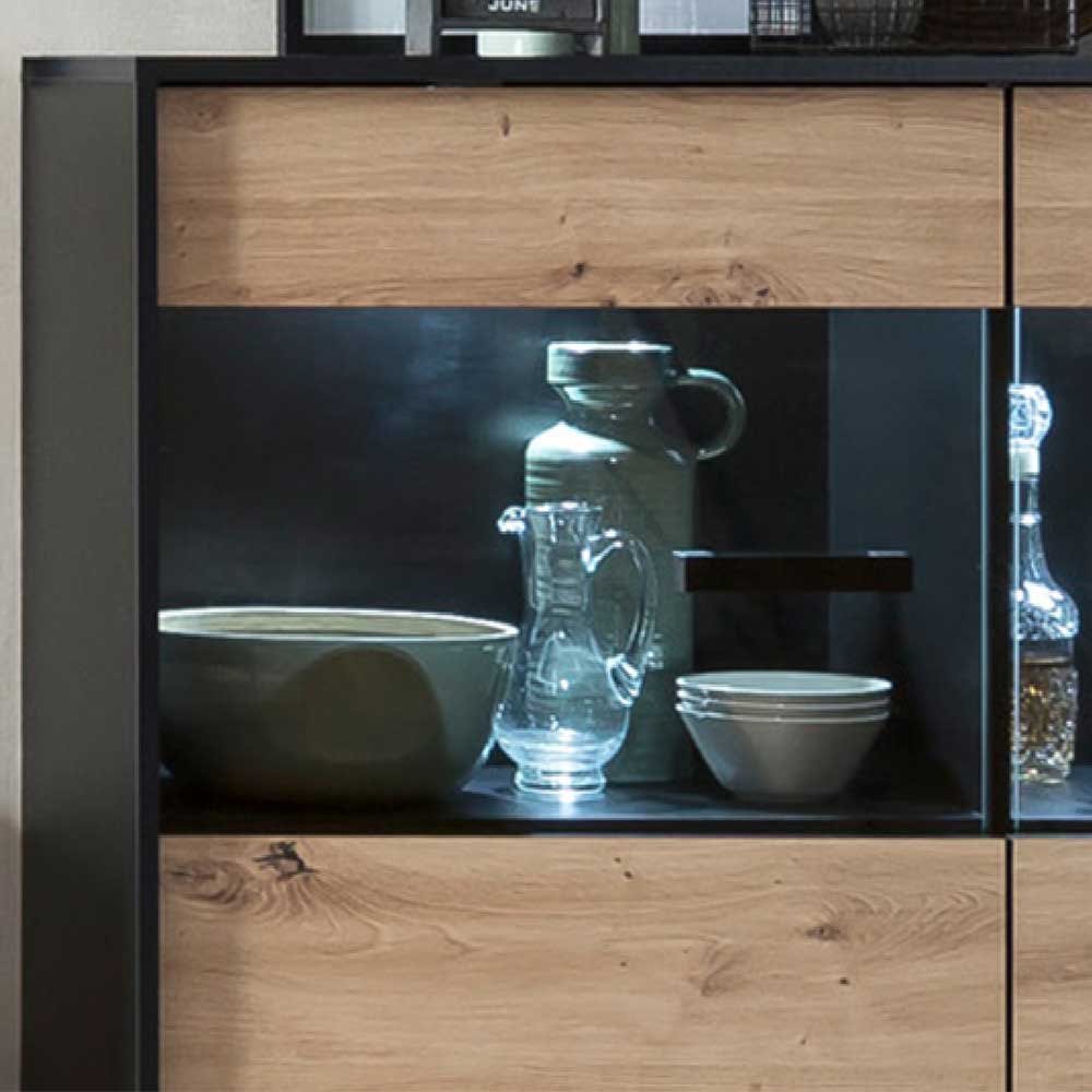 126x118x40 Wohnzimmerschrank mit Glaseinsatz - Paniera