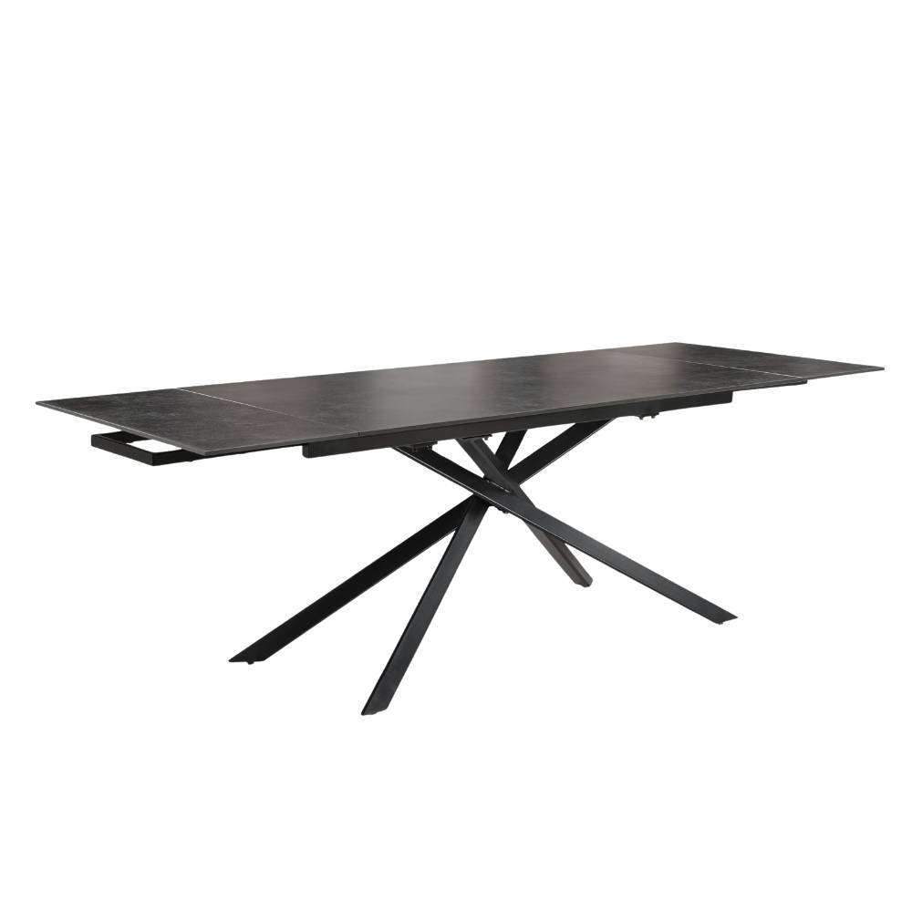 Großer Design-Esszimmertisch ausziehbar mit schwarzer Steinoptik und Kreuzgestell – Ocnano