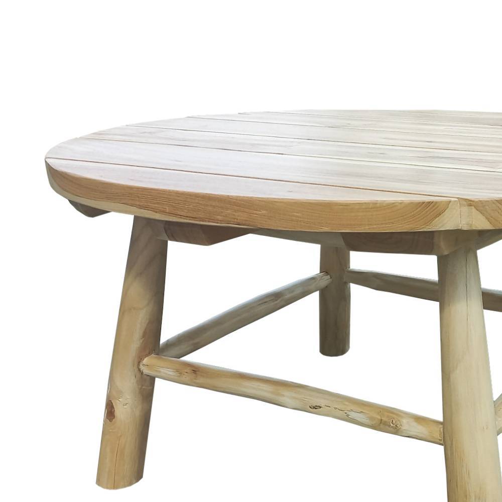 Runder Teakholz-Couchtisch für Indoor und Outdoor - Chako