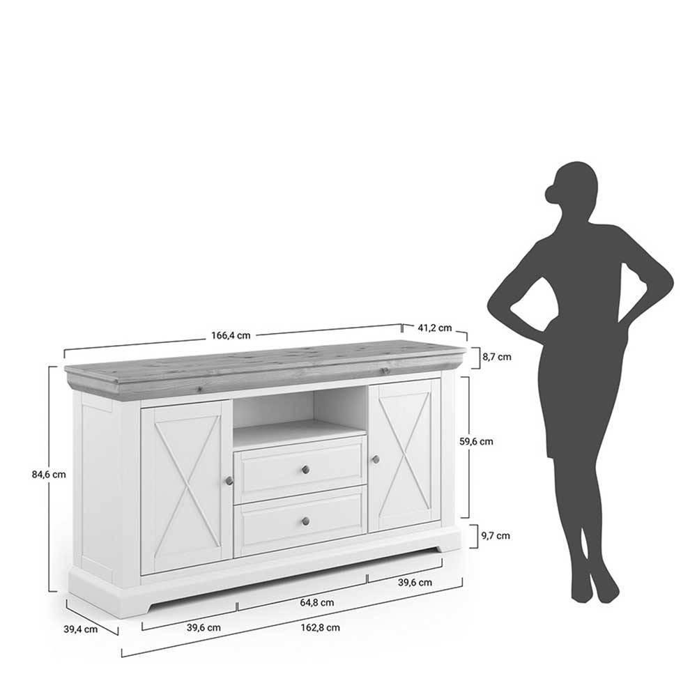 Landhaus Sideboard aus Kiefer zweifarbig - Zalya