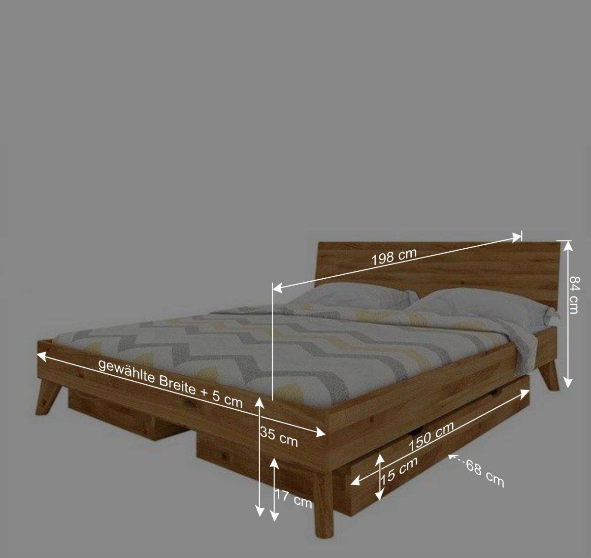 190cm langes Doppelbett mit Schubkästen - Eavy