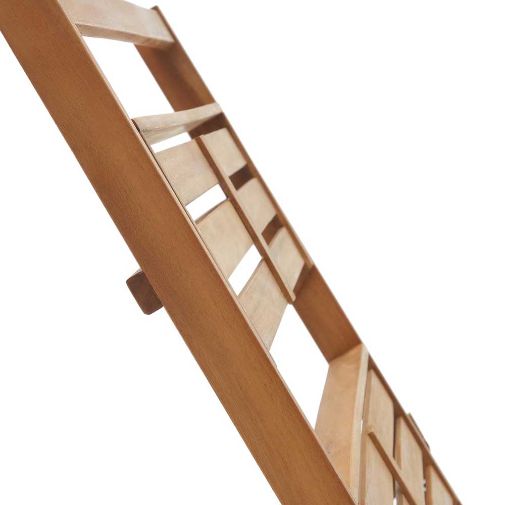 Obere Ansicht der gestuften Ablageflächen des Holzregals für den Balkon – Oledra