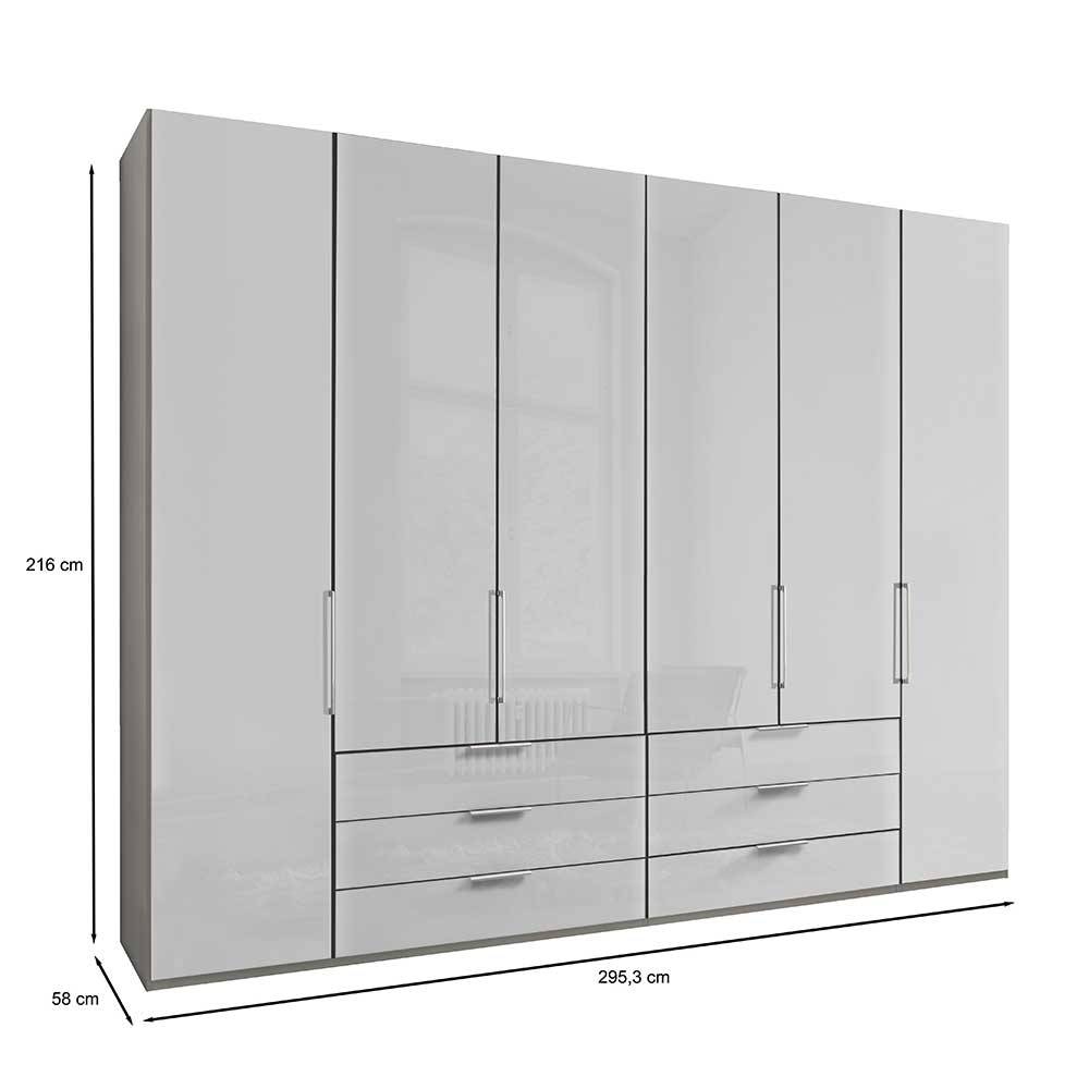 3m 4-türiger Kleiderschrank in Weiß Glasfront - Cara