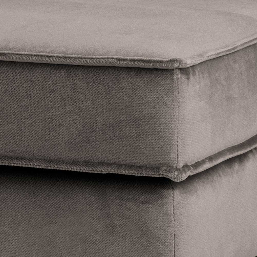 84 cm breiter Hocker mit Samt Taupe - Museo