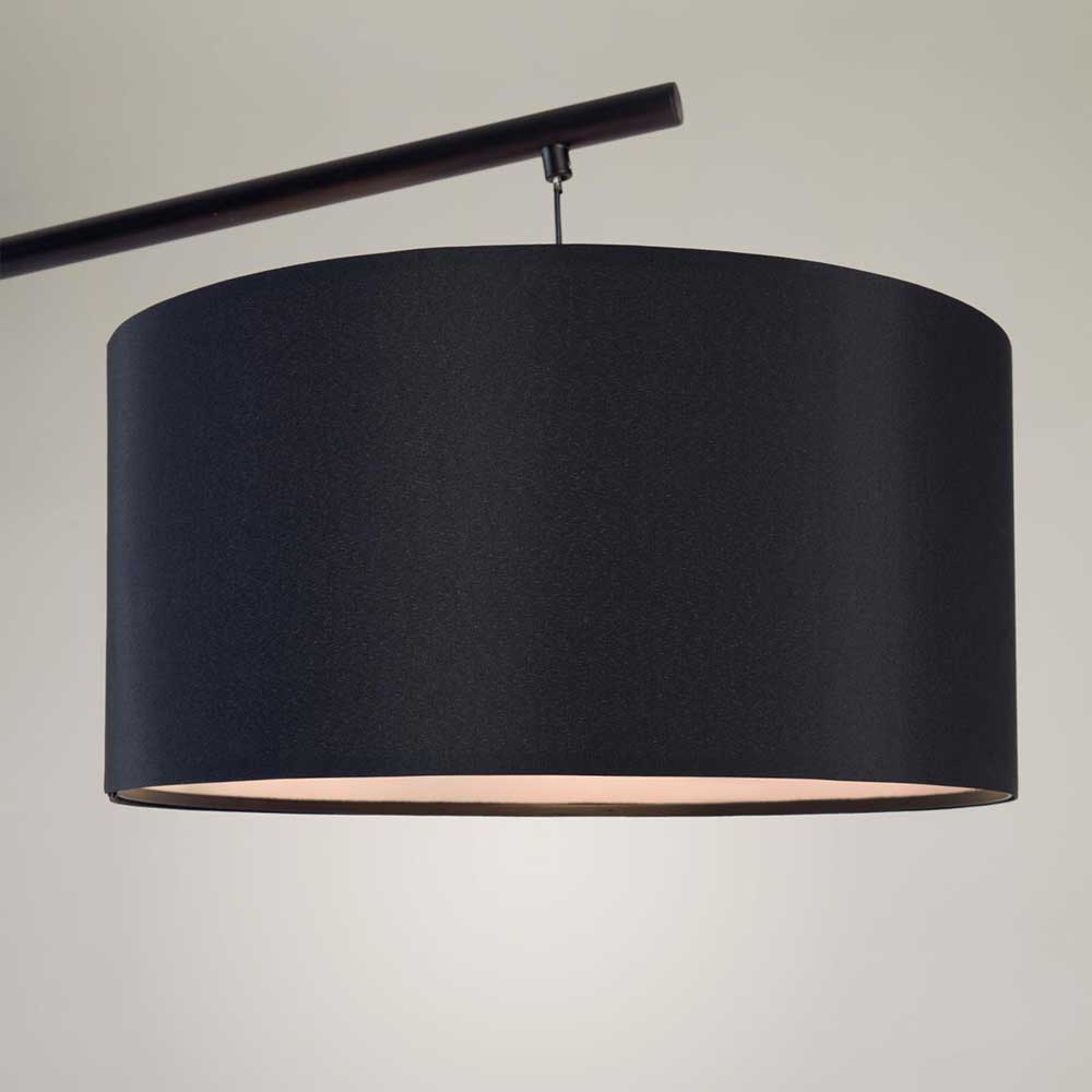 Schwarzer zylindrischer Textilschirm der modernen Bogenlampe für angenehmes Licht – Juwan