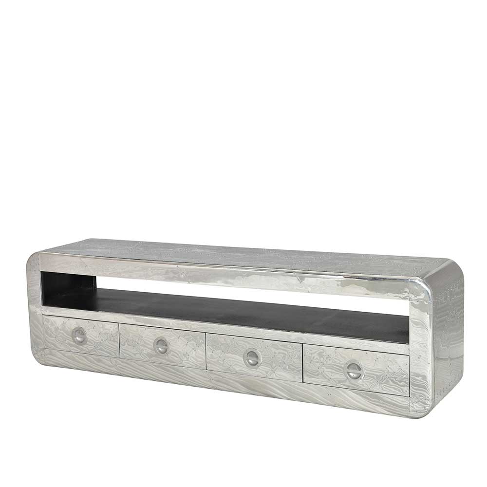Industry TV Lowboard Pilot mit Aluminium verkleidet