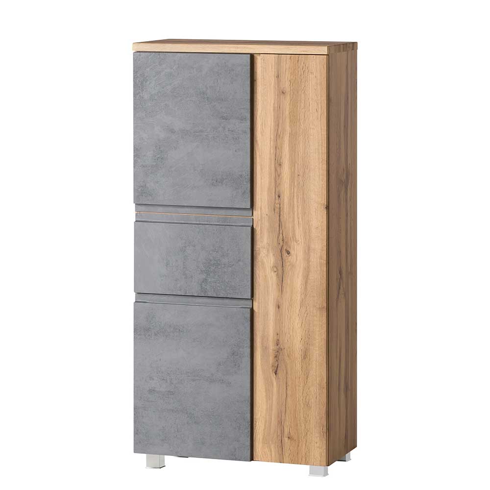 Midi Badschrank - 3-türig & Schublade - Mia I