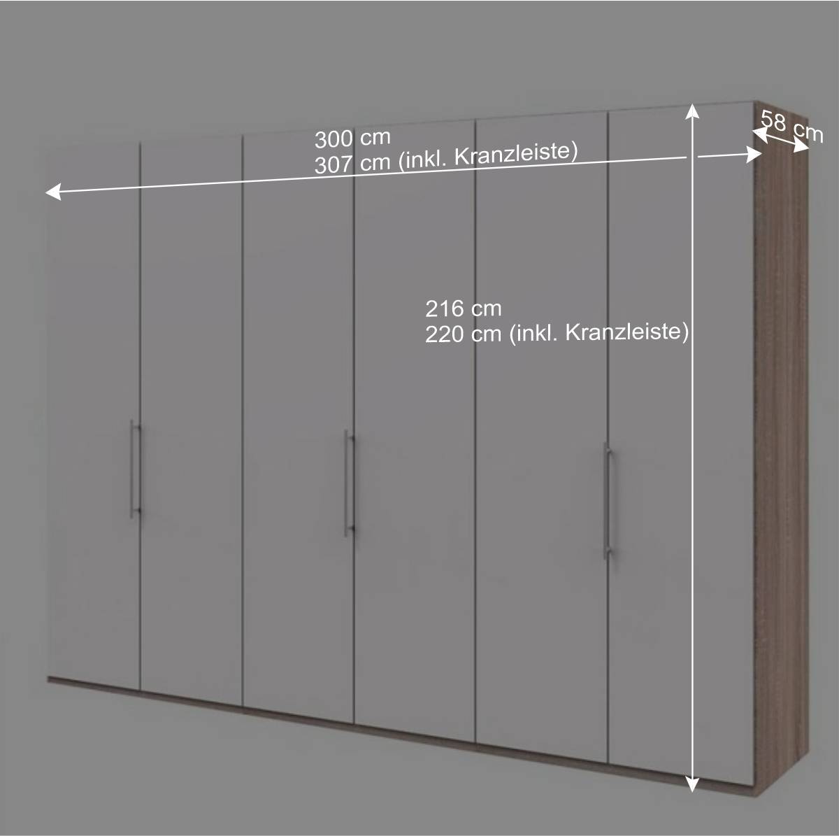 Gleittürenschrank in Weiß & Eiche sägerau - Vaclyn