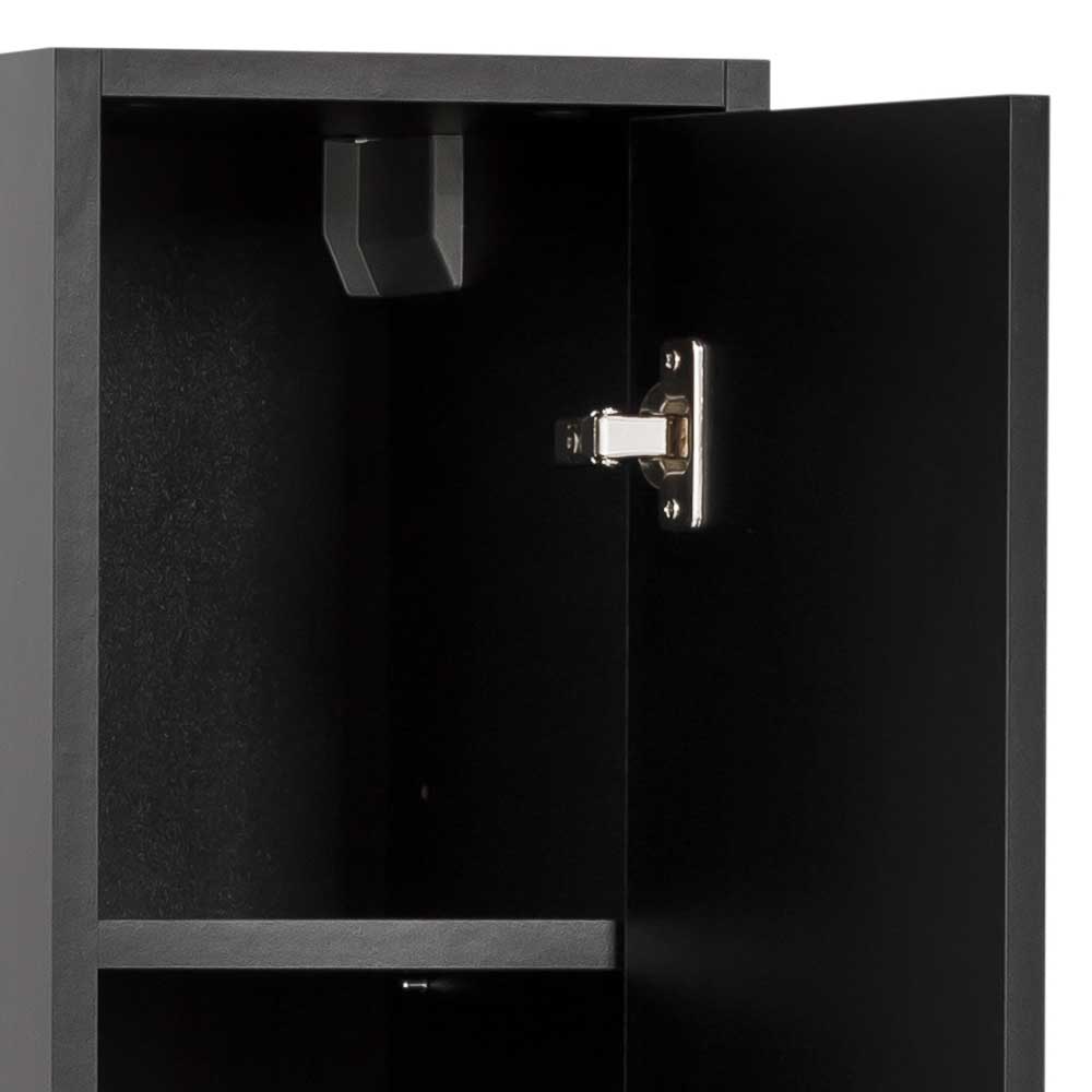 25x155x30 1-türiger Badezimmerschrank in Schwarz - Vulcanisa