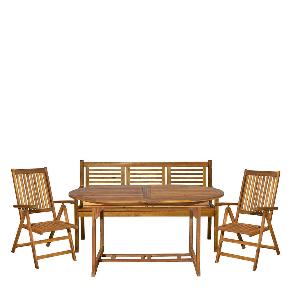Massivholz Tischgruppe oval - Eliva (vierteilig)