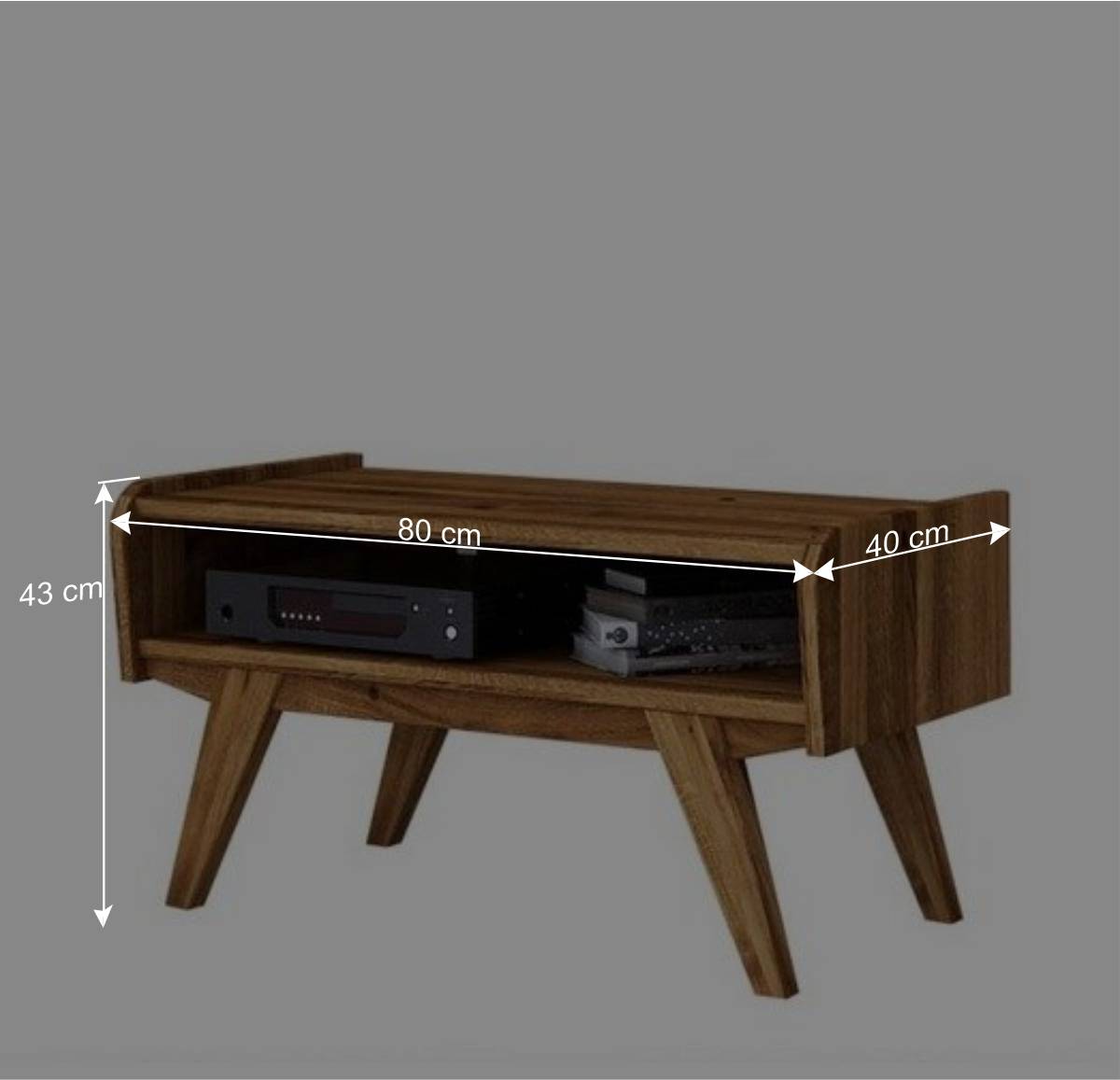 Midcentury Wildeiche TV Bank mit Fach - Hardus
