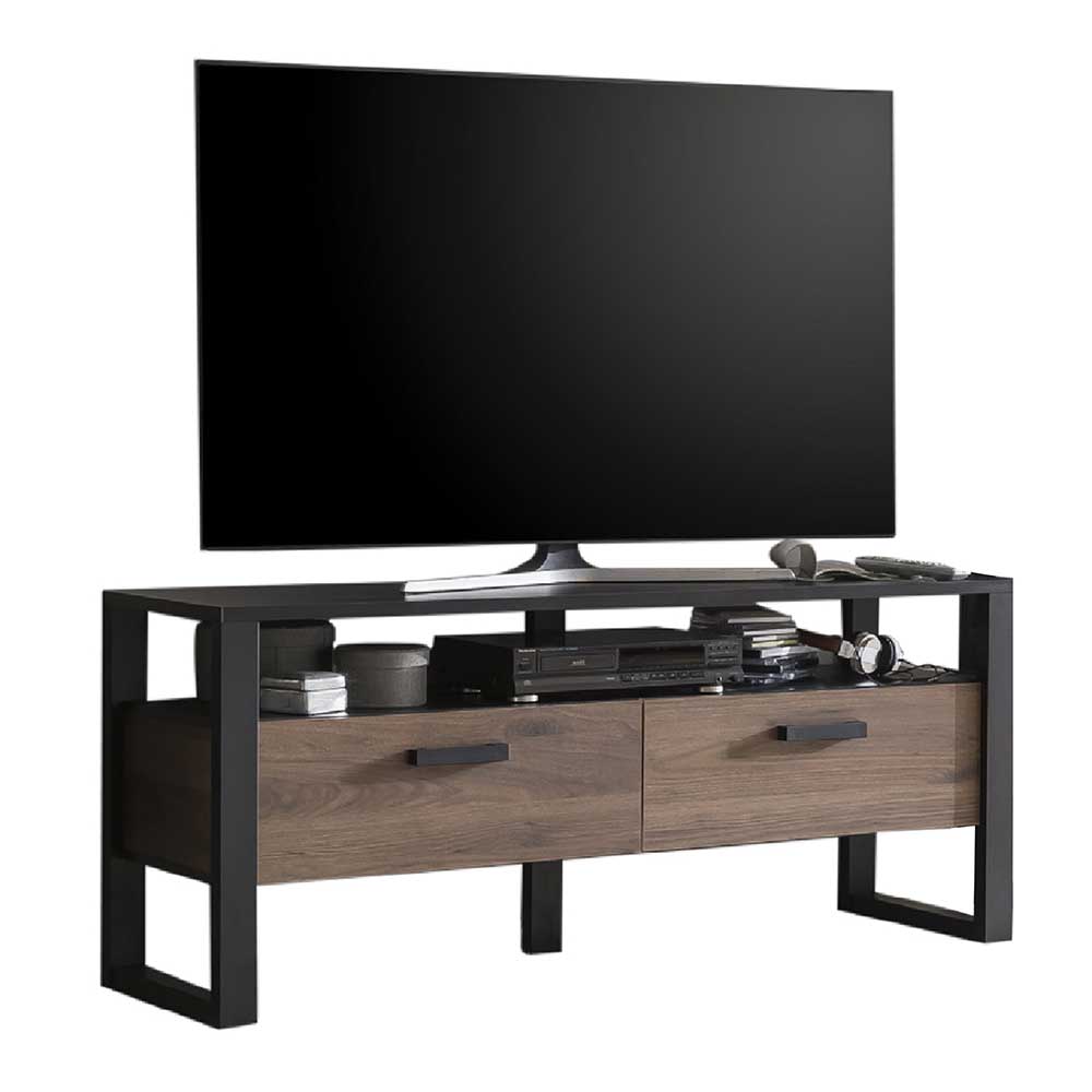 TV Board in Nussbaum Dekor & Schwarz - Dudleys