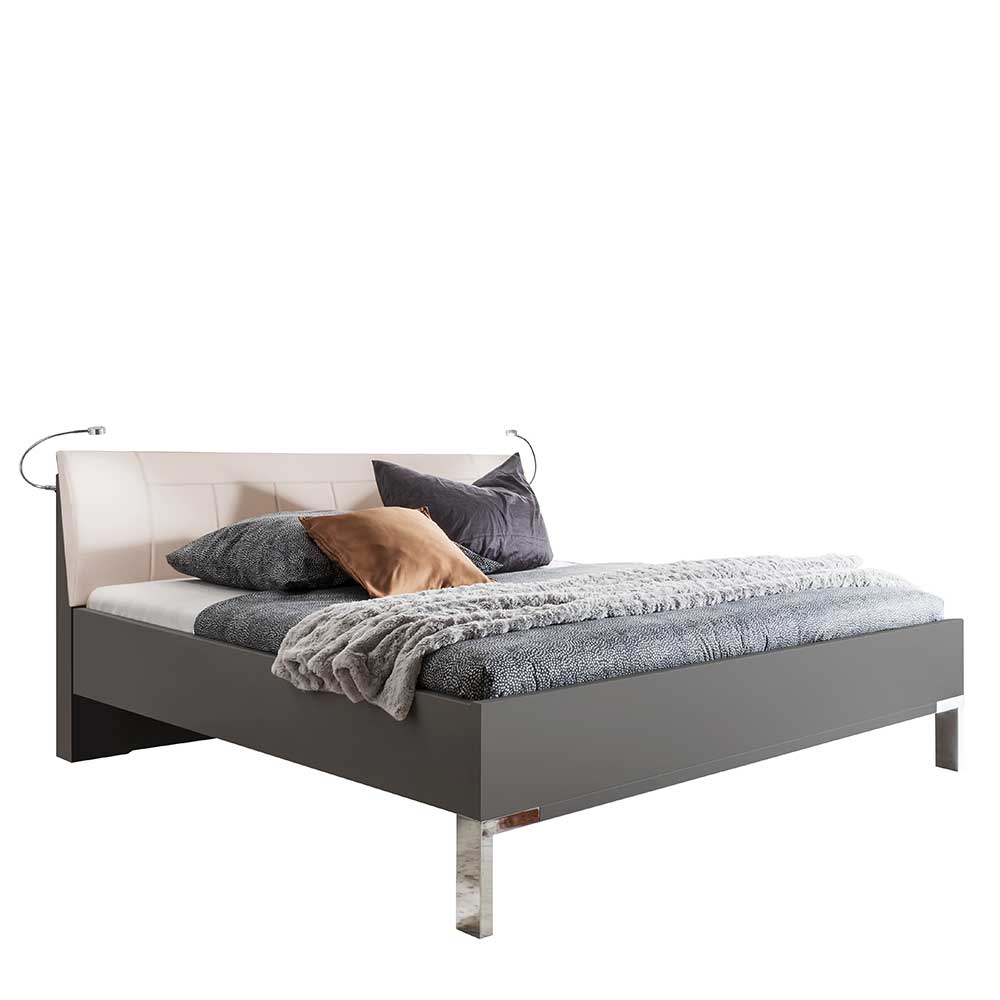 Designer Bett mit Kunstleder Kopfteil - Nasses