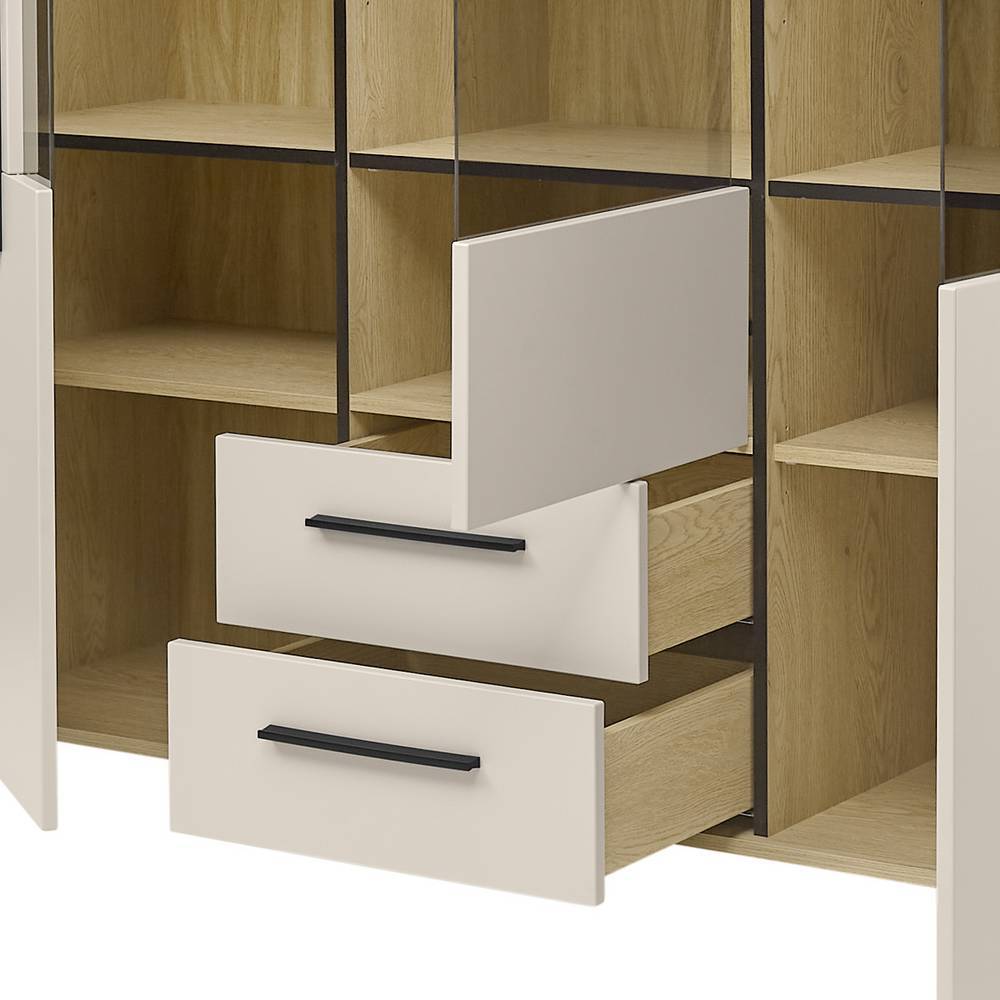 160cm breites Highboard mit Glas-Einsätzen - Raisa