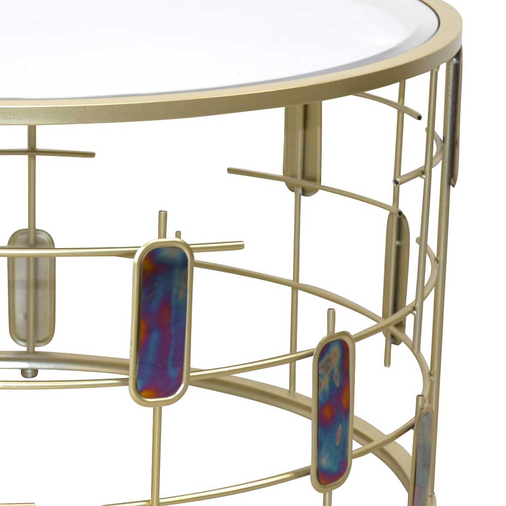 Design Couchtisch aus Spiegelglas & Metall Gold - Liss