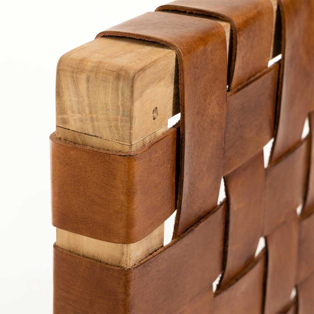 153x110x3 Bett Kopfteil aus Echtleder Geflecht - Standy