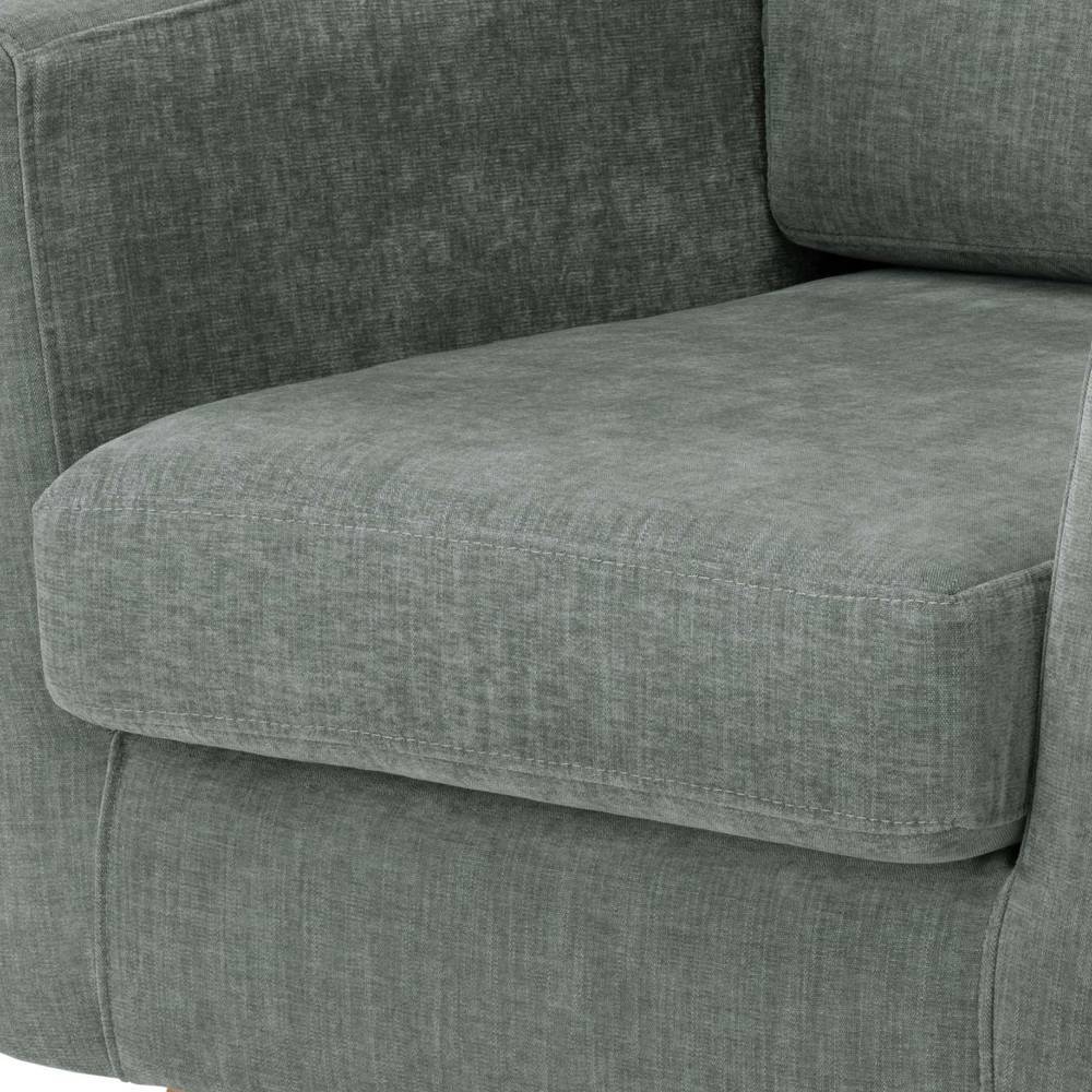 Gemütlicher Lounge-Sessel mit weichem Sitzkissen und breiter Armlehne in Graugrün – Thaddos