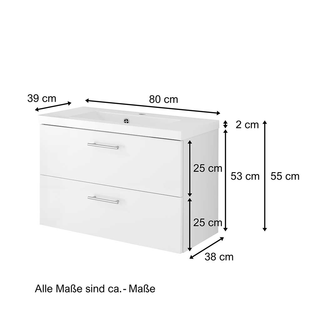 Badmöbel Größen und Dimensionen für den 80 cm breiten Waschtisch – Vohdan