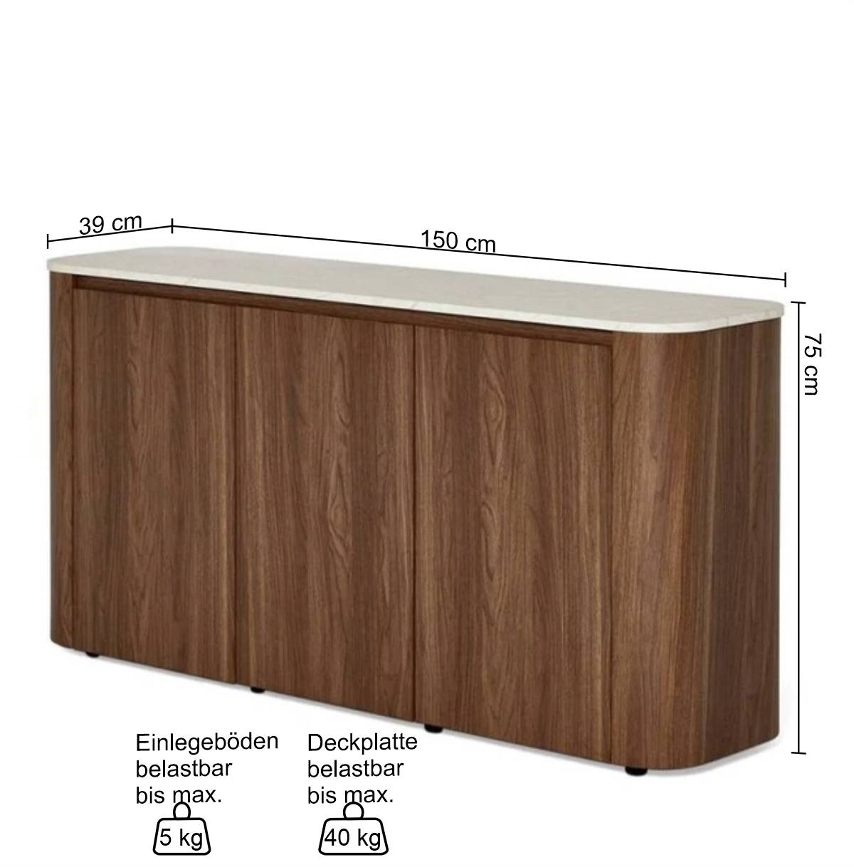 Sideboard in Walnuss Holzoptik - Rondja