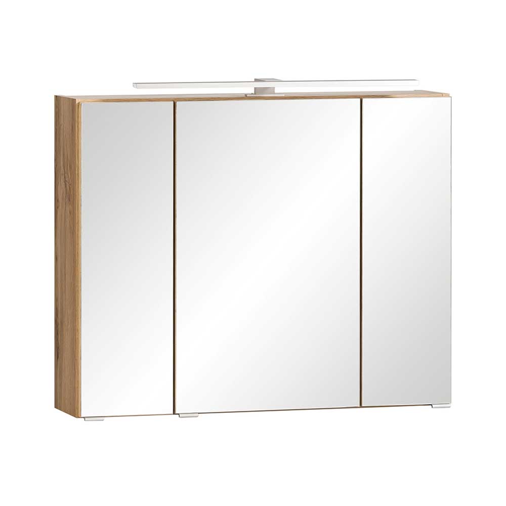 80 cm Waschtisch mit LED Spiegelschrank - Mia (zweiteilig)