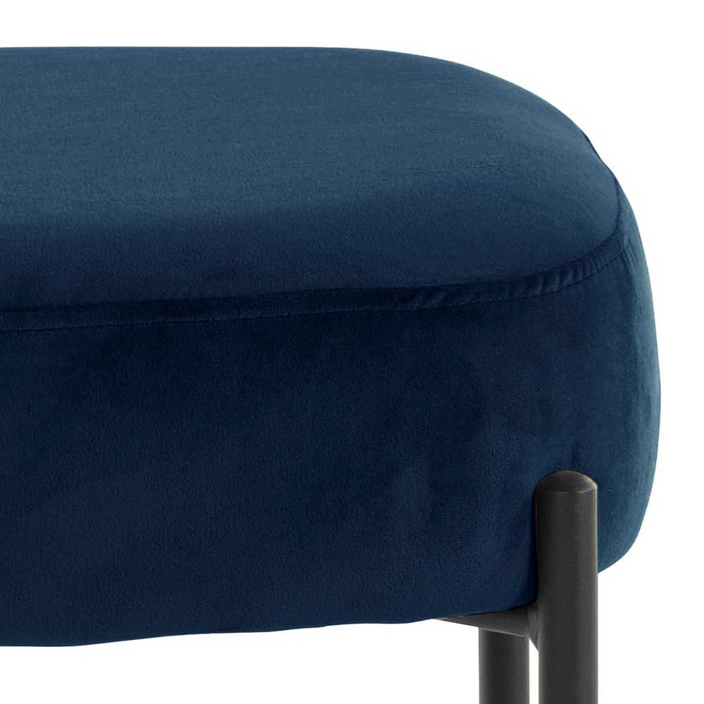 Polsterhocker in Blau Samt - Cadiere