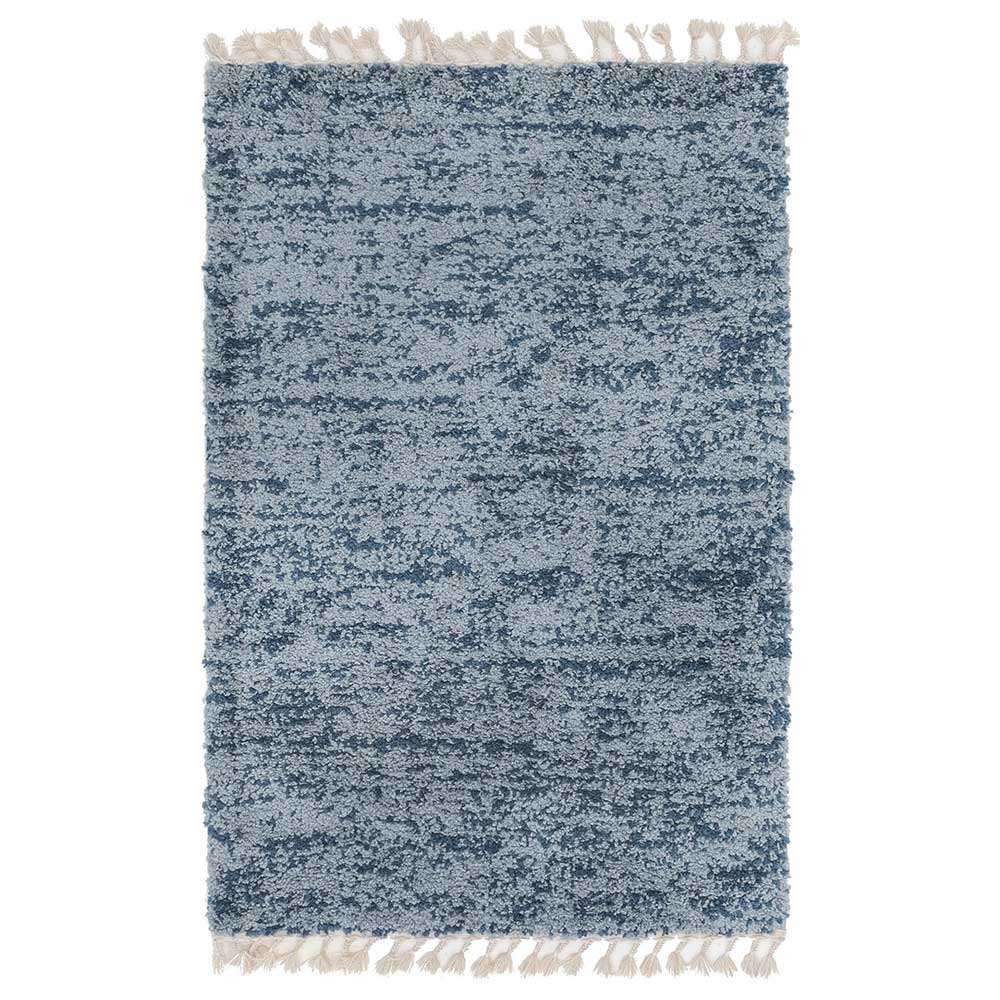 Teppich Läufer in Blau und Creme gemustert - Jilys