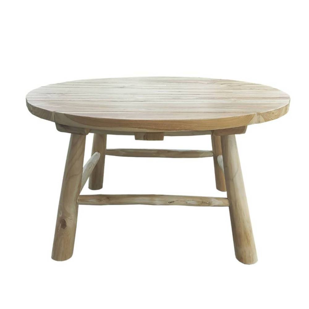 Runder Teakholz-Couchtisch für Indoor und Outdoor - Chako