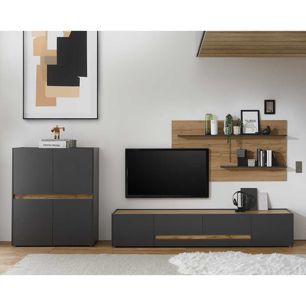Wohnzimmer TV Anbauwand Kombi - Ahilav (dreiteilig)