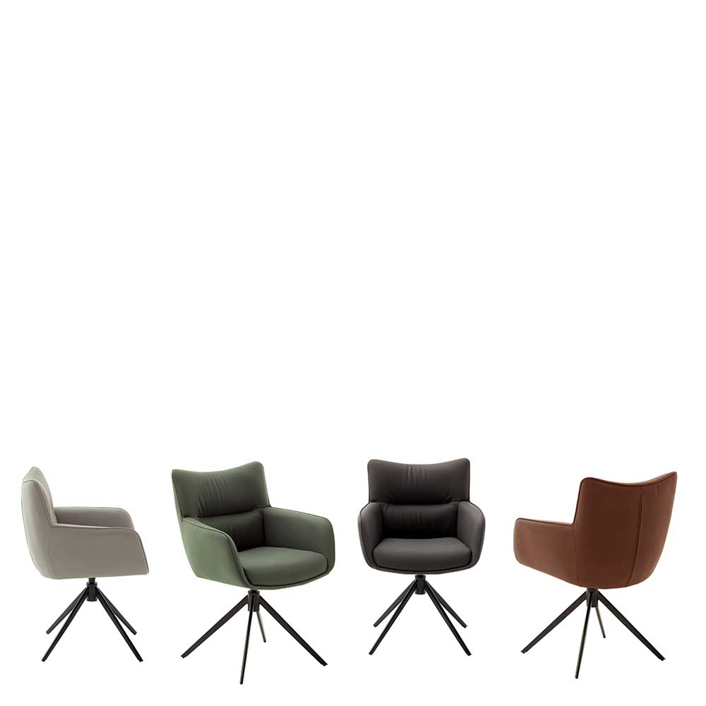 Leder Esstischstühle in Creme - drehbar - Klimaca (2er Set)