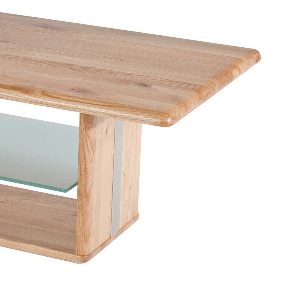 Höhenverstellbarer Couchtisch Callas aus Wildeiche Massivholz 110 cm