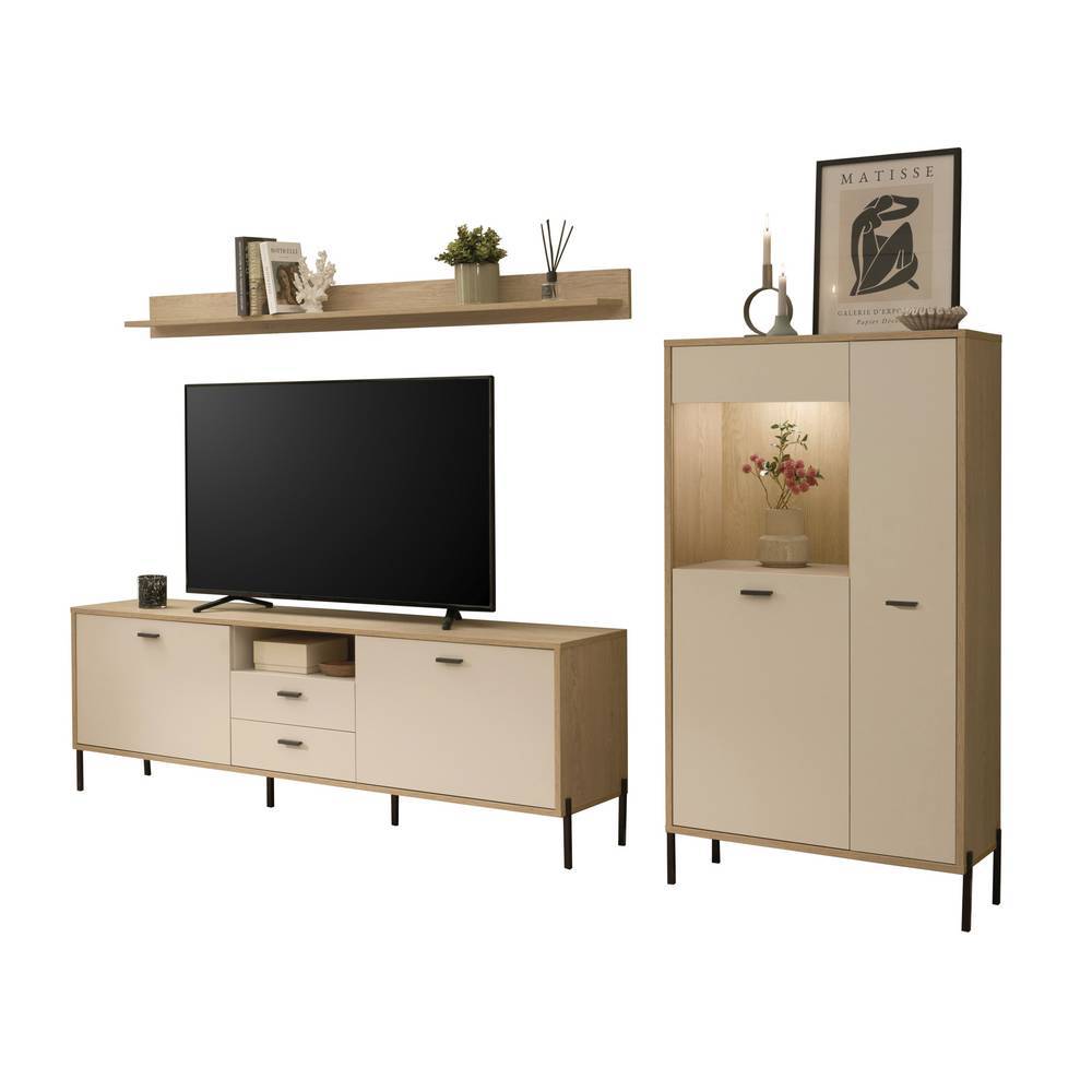 Wohnwand-Möbelset in Beige - Dasanti (dreiteilig)