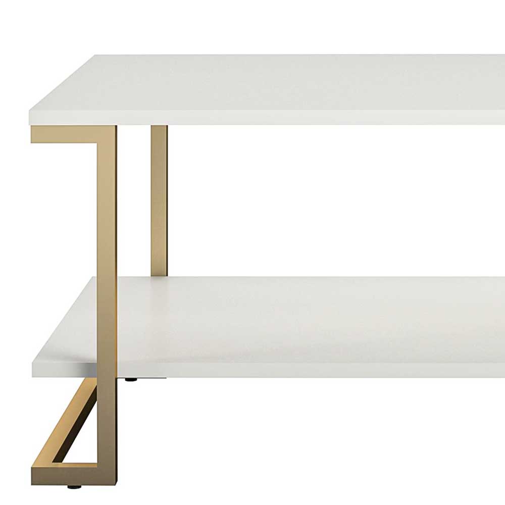 Wohnzimmer Tisch in Weiß und Messing - Luco