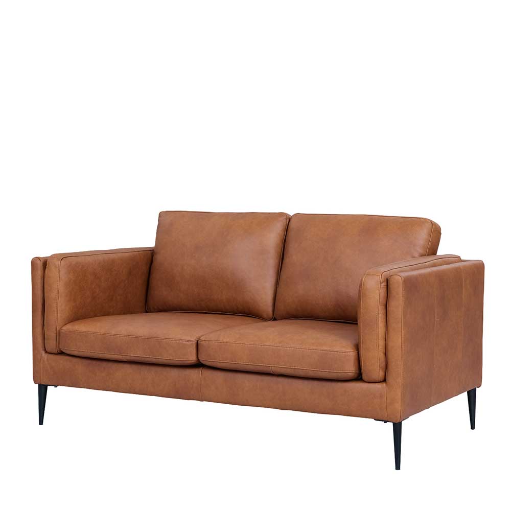 Sofa in Leder Cognac Braun - Lespavo