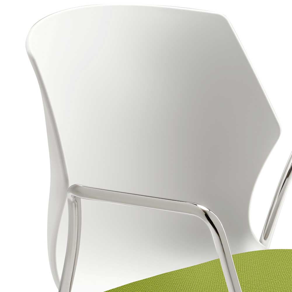 Weißer Kunststoffstuhl mit Stoffsitz Grün - Garella
