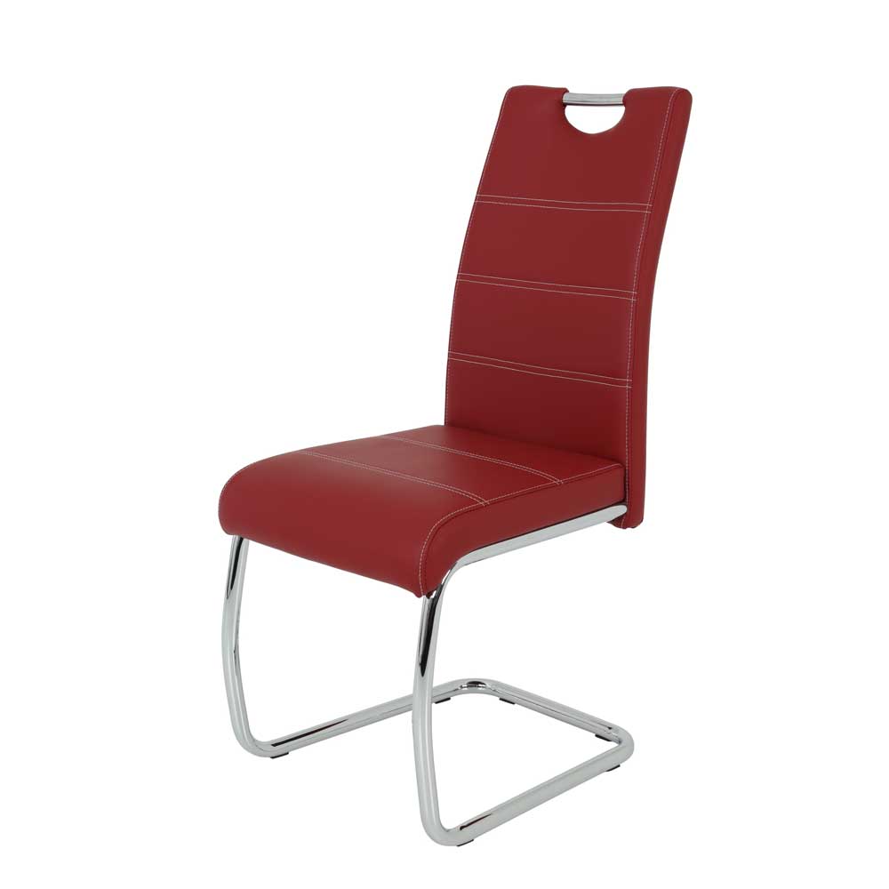 Rote Stühle mit Kunstlederbezug - Karina (Set)