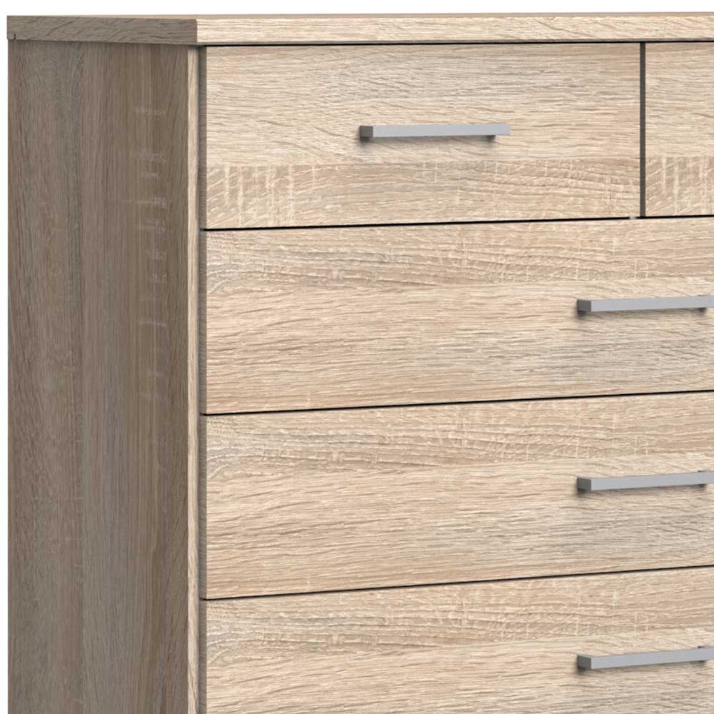 Hohe Kommode mit zwei kleinen und zwei großen Schubladen in Eiche Sägerau Dekor für das Schlafzimmer – Citerna