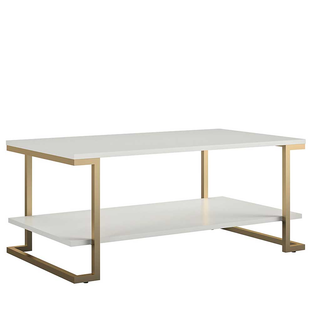 Wohnzimmer Tisch in Weiß und Messing - Luco