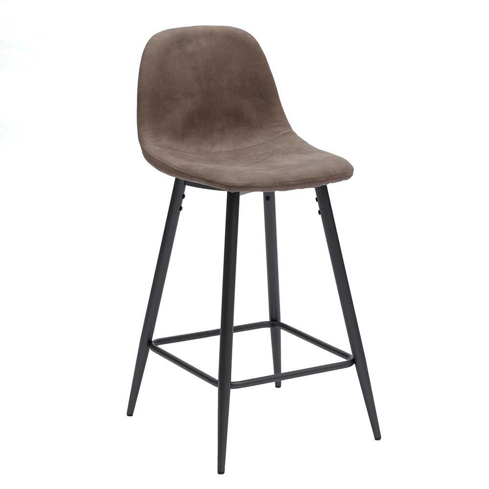 Vintage Barhocker mit Lehne Dorisa Kunstleder Taupe (2er Set)