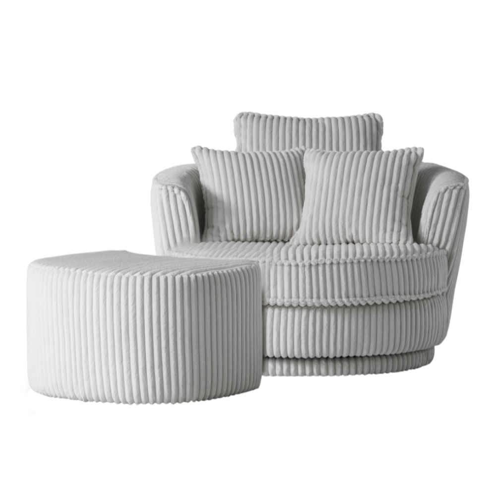 XL Drehsessel mit Hocker Set - Iliana (zweiteilig)