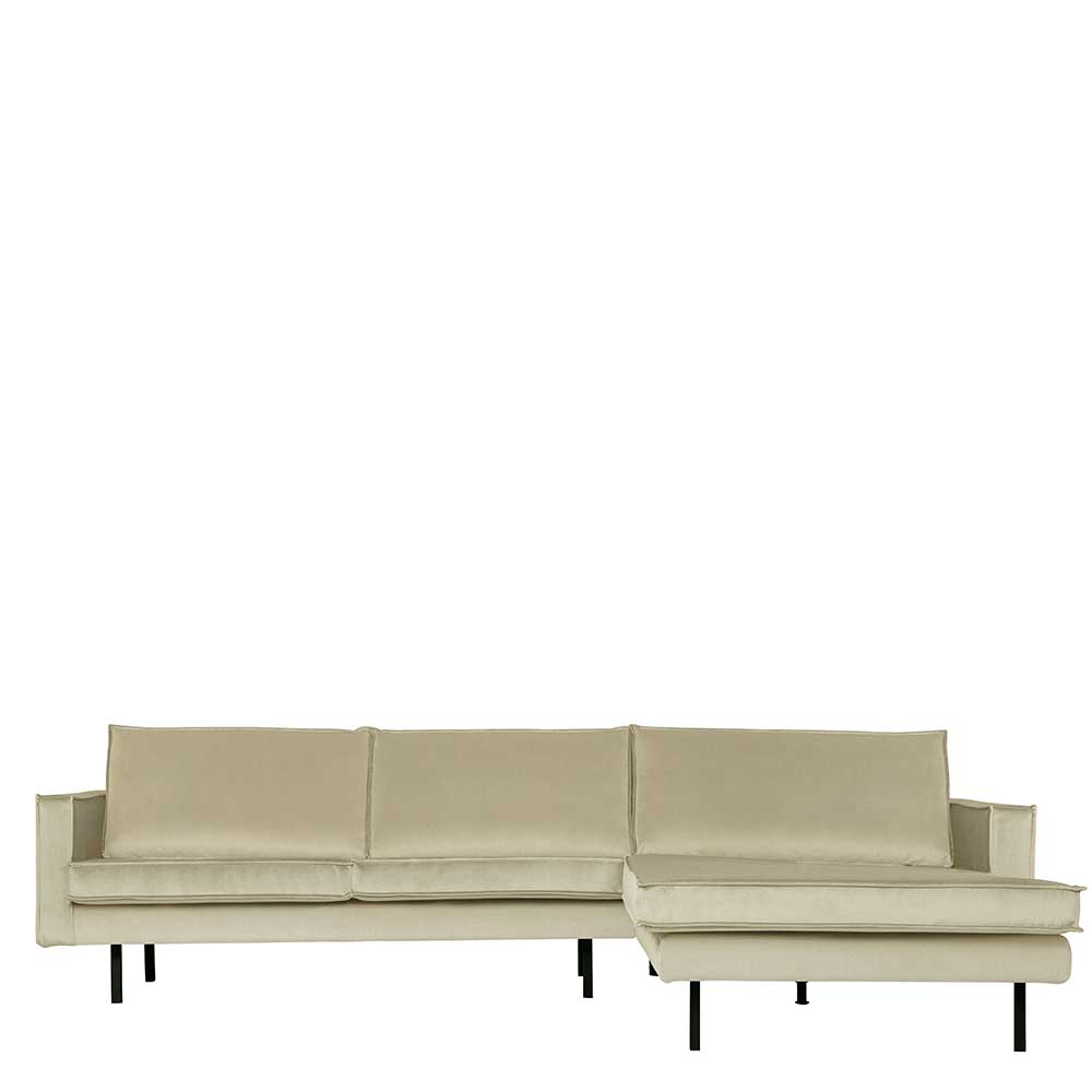Samt Ecksofa in Graugrün - Loona