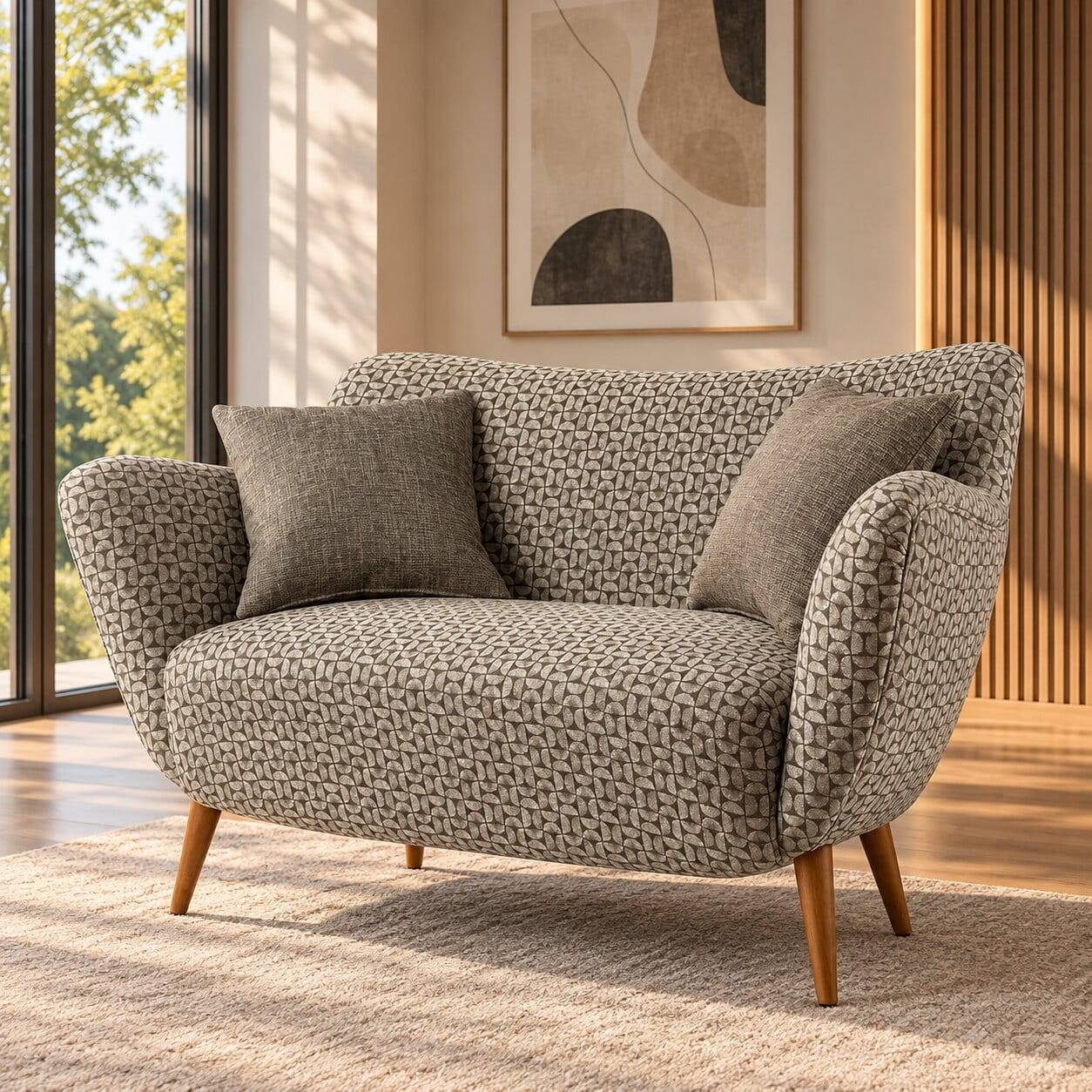 Zweisitzer Designsofa in Beige Braun gemustert - Regiovs