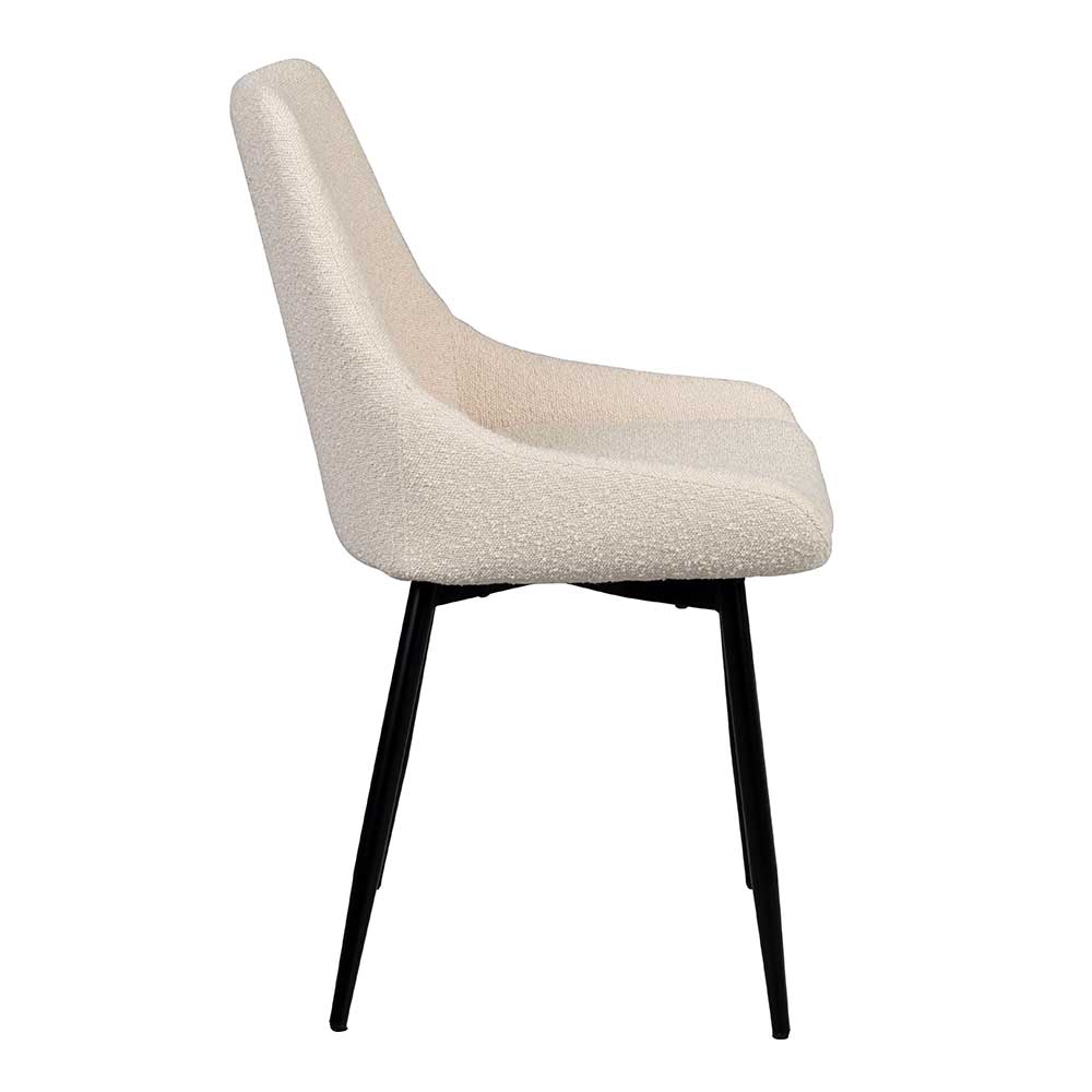 Polsterstuhl aus Boucle Stoff in Beige - Rojito (2er Set)