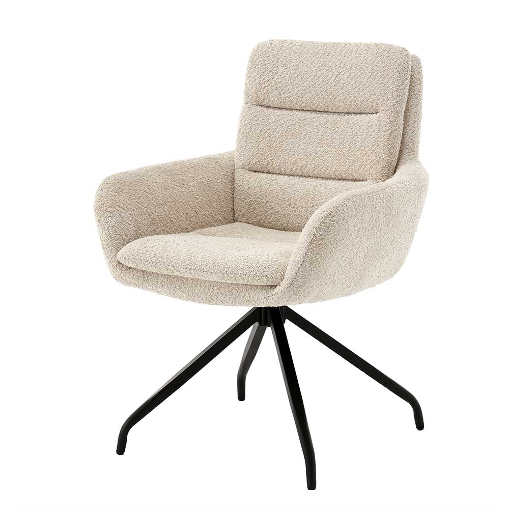 Drehbarer Tischsessel in Creme Boucle - Useda (2er Set)